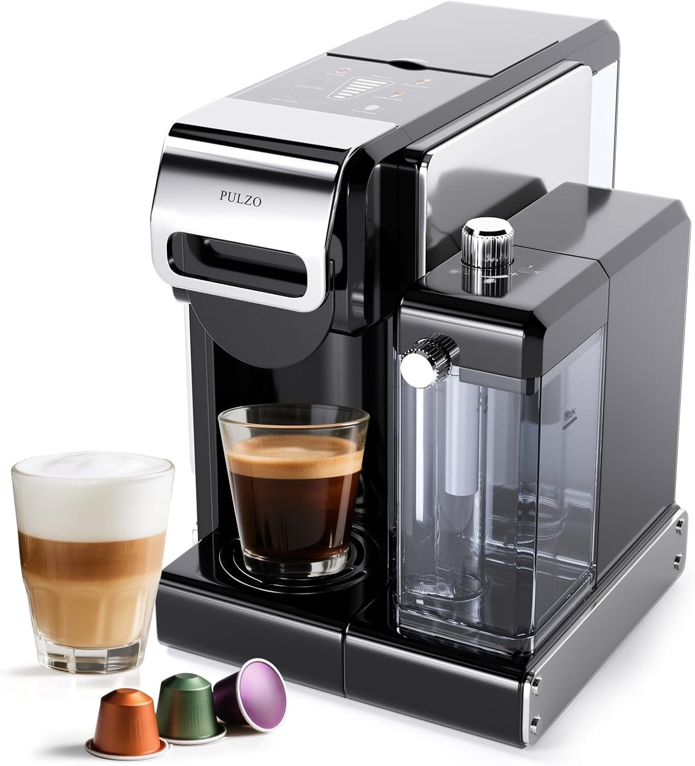 Espresso Machine with Automatic Milk Frother,Capsule Coffee Maker | Coffee Maker,Automatic Espresso Machine for K*Cup Capsule/Ne*S Original/Ground Coffee, One Touch Latte & Cappuccino