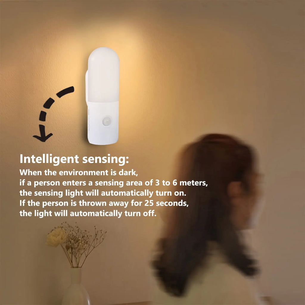 USB Rechargeable Motion Sensor Night Light Indoor Battery Operated Pir Light with 3 Color Temperature & Dimmable, Magnetic Night Lights Stick on Wall for Stair Bathroom Hallway Toilet, Christmas Present LED Adjustable Lighting Modes Lamp Lights Bedroom