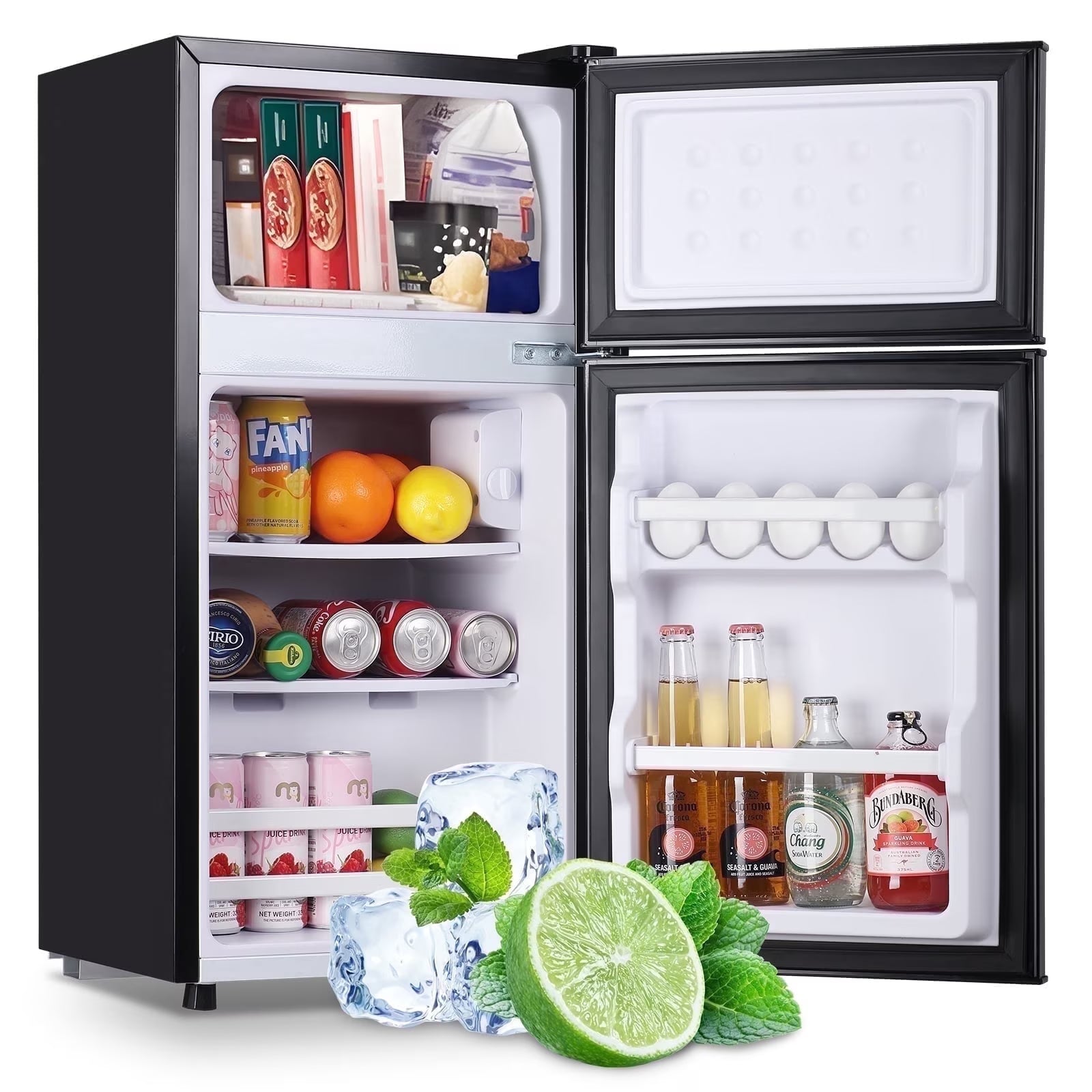 2.4 Cu.Ft Mini Fridge with Freezer, Small Refrigerator Apartment Size Fridge Black, NEW