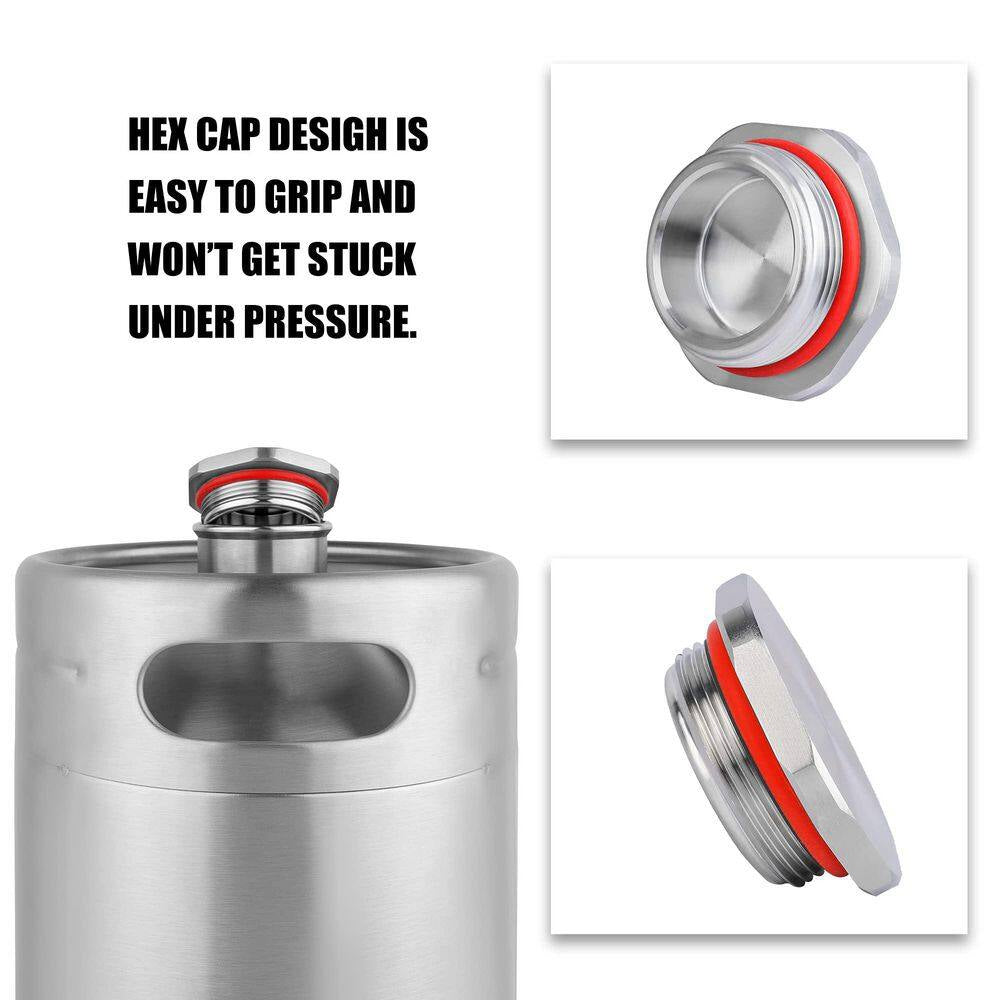 128 Oz. Stainless Steel Mini Keg Growler, Pressurized Home Dispenser System with Self-Closing Design Faucet
