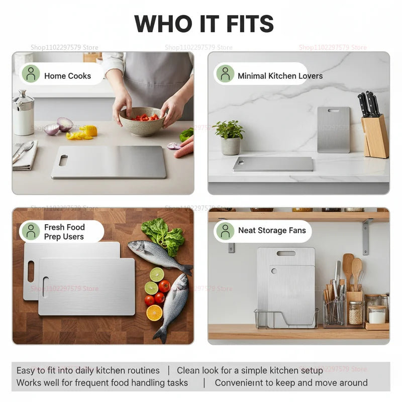Stainless Steel Thickened Cutting Board with Antibacterial Mildew Proof Design Large Kitchen Food Prep and Dough Kneading