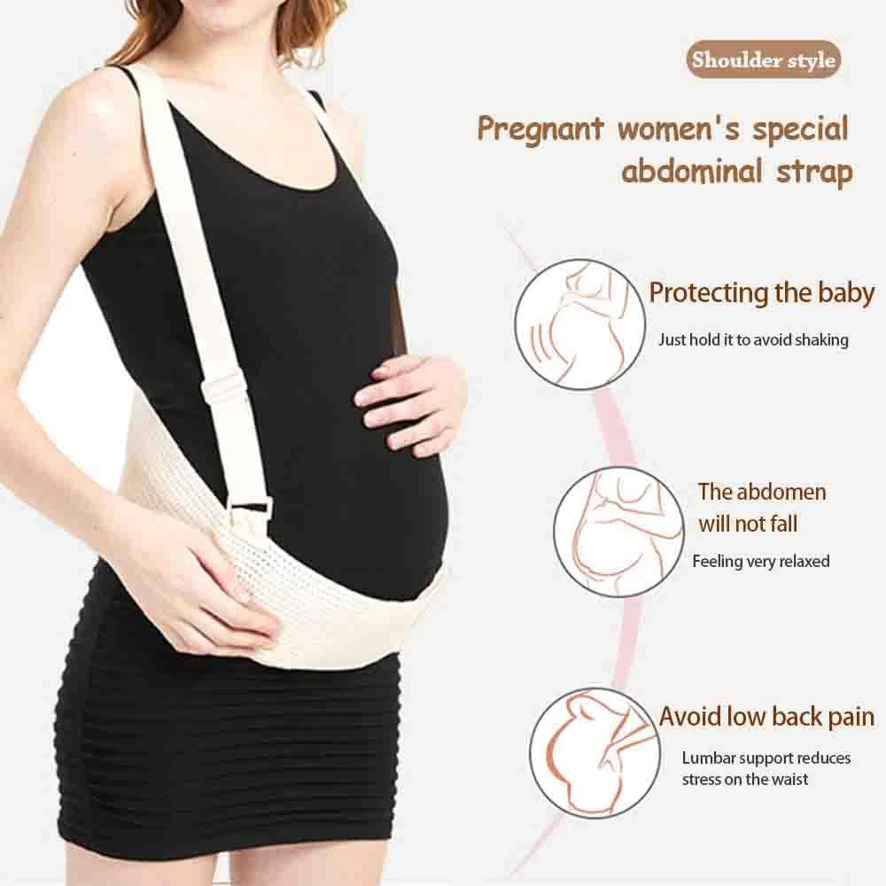 Adjustable Shoulder Strap Maternity Support Belt, Breathable Pregnancy Abdominal Band for Relieving Back Pain