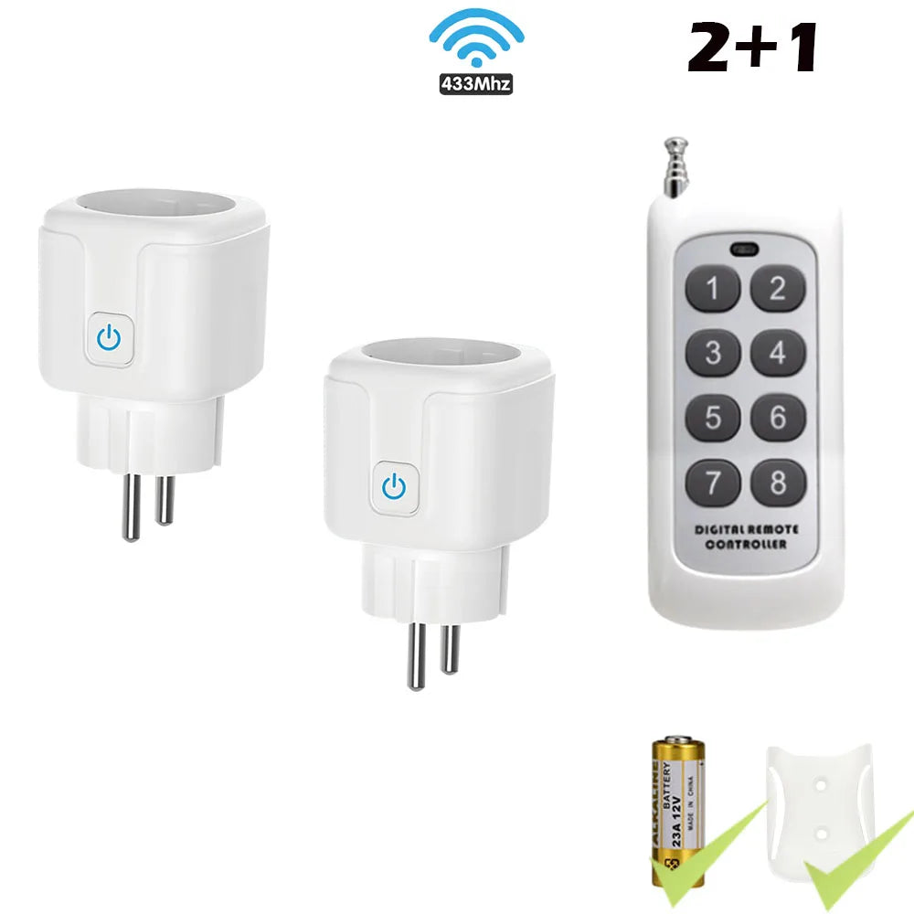 Wireless Remote Control Socket Switch 200Meters Remote Control Electrical Outlets 220V 16A EU Plug for Home Appliance Fan Light