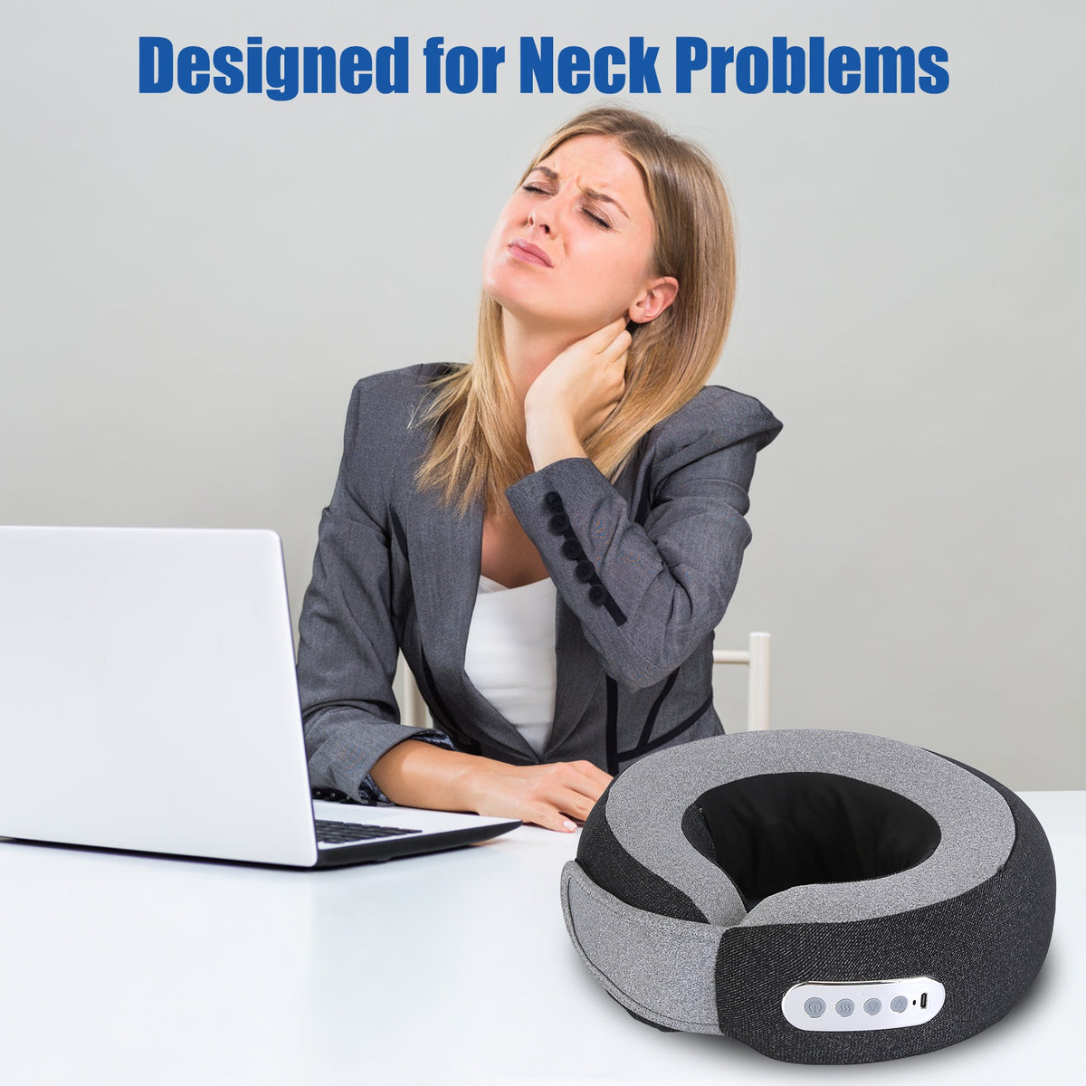 1Pc 2 in 1 Neck Massager Pillow with Heat Electric Memory Foam Travel Pillow Shiatsu Neck Massager with 3 Speeds Timer for Home Office Travel