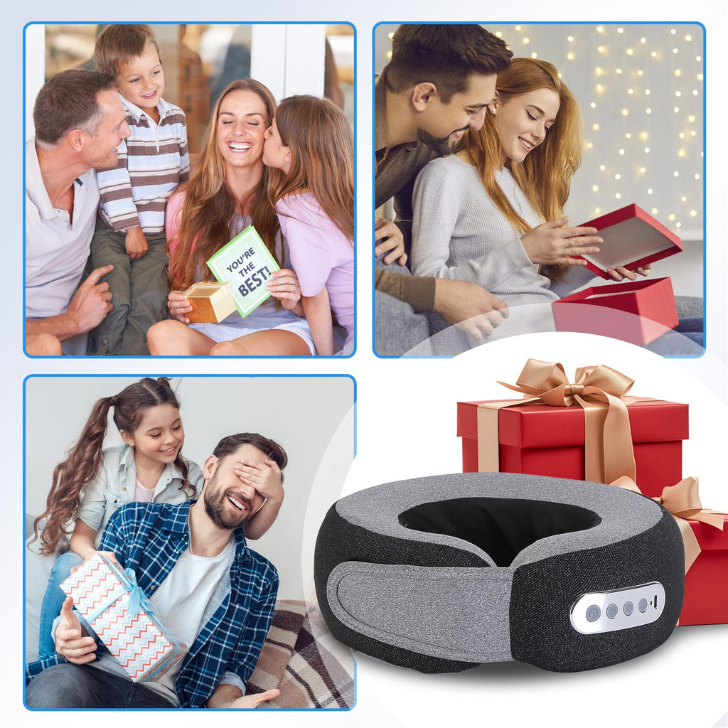 1Pc 2 in 1 Neck Massager Pillow with Heat Electric Memory Foam Travel Pillow Shiatsu Neck Massager with 3 Speeds Timer for Home Office Travel
