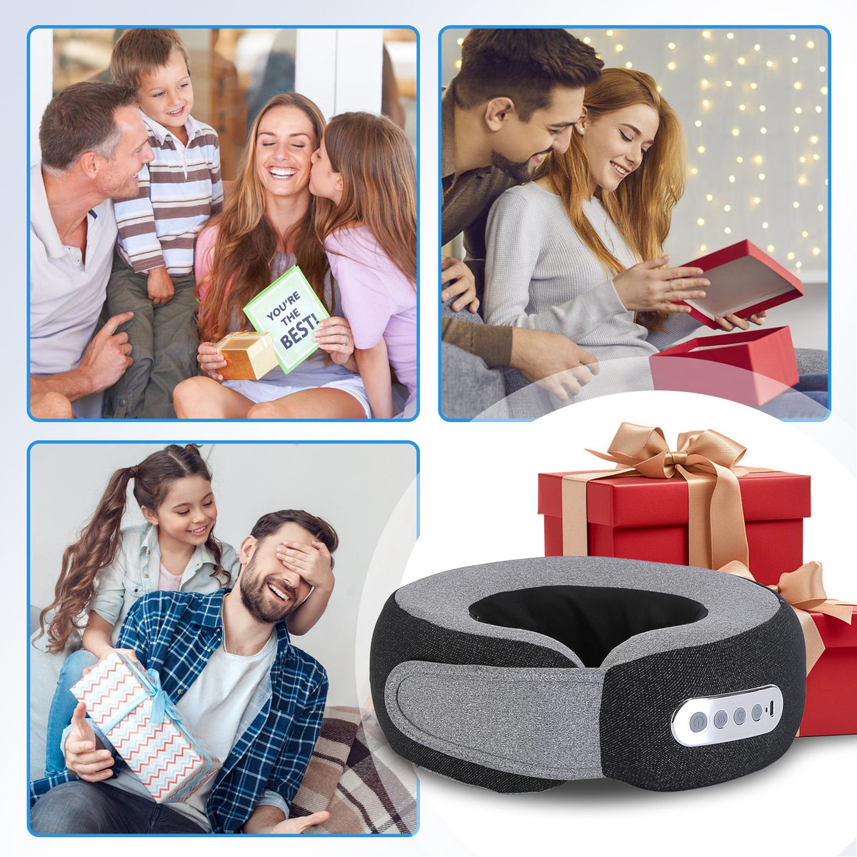 1Pc 2 in 1 Neck Massager Pillow with Heat Electric Memory Foam Travel Pillow Shiatsu Neck Massager with 3 Speeds Timer for Home Office Travel