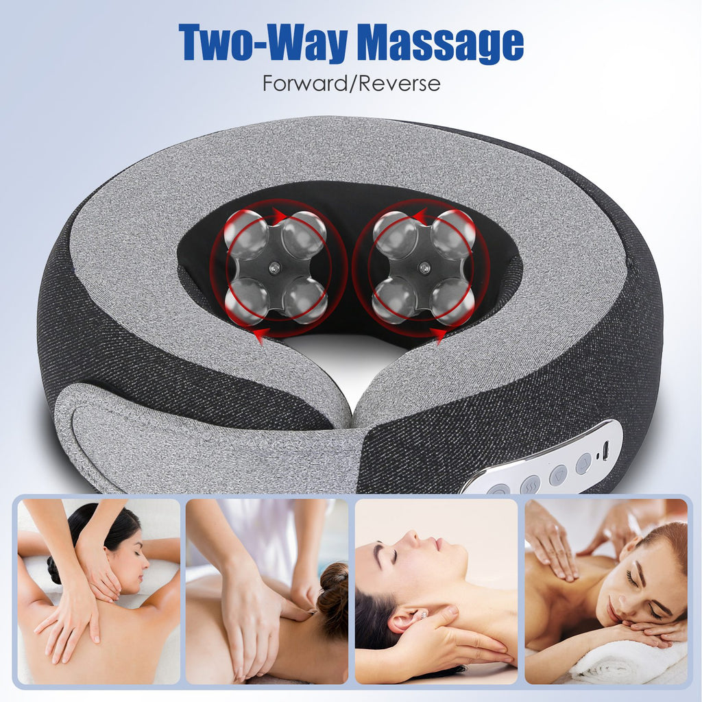1Pc 2 in 1 Neck Massager Pillow with Heat Electric Memory Foam Travel Pillow Shiatsu Neck Massager with 3 Speeds Timer for Home Office Travel