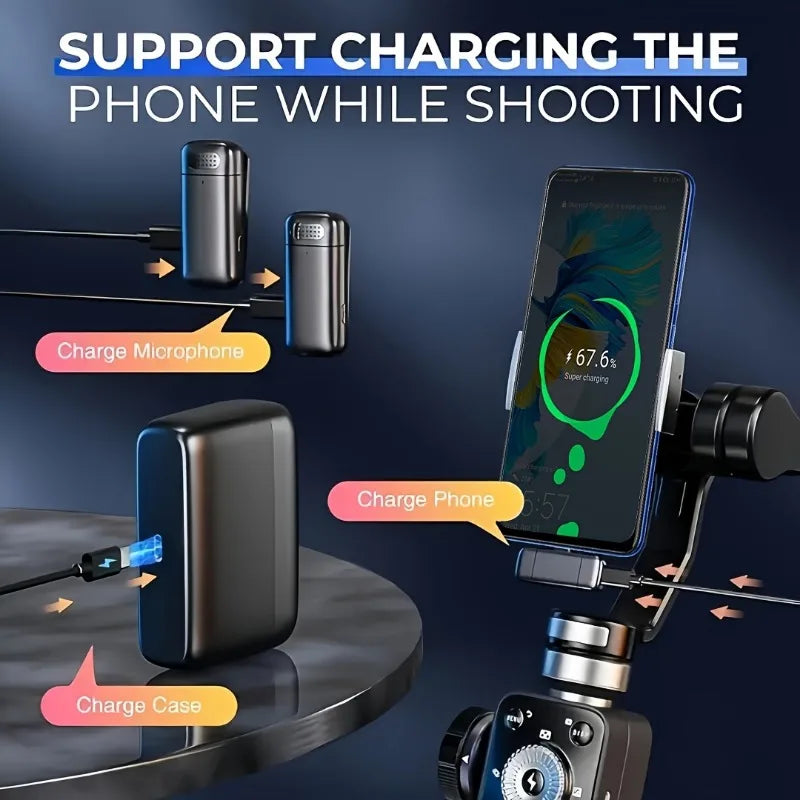 Wireless Lavalier Microphone with Charging Case Mini Mic Noise Reduction for Phone Video Recording Podcasts Streaming Interviews