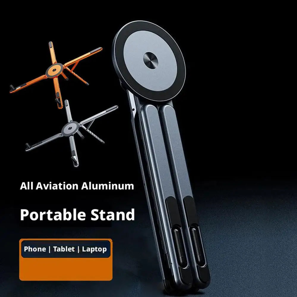 Phone Tablet Magnetic Stand Aluminum Alloy Stand Foldable Tripod Travel Portable Multi-Functional Desk Holder for Laptop