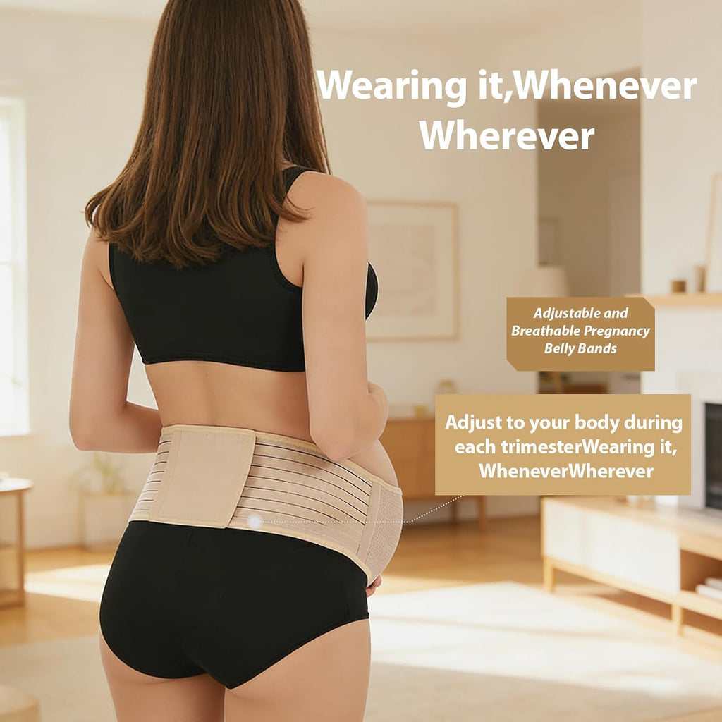 Belly Bands for Pregnant Women, Pregnancy Belly Band, Adjustable Maternity Belly Band, Relieve Lower Back Pelvic Abdomen Pain, Pregnancy Must Haves (Beige)