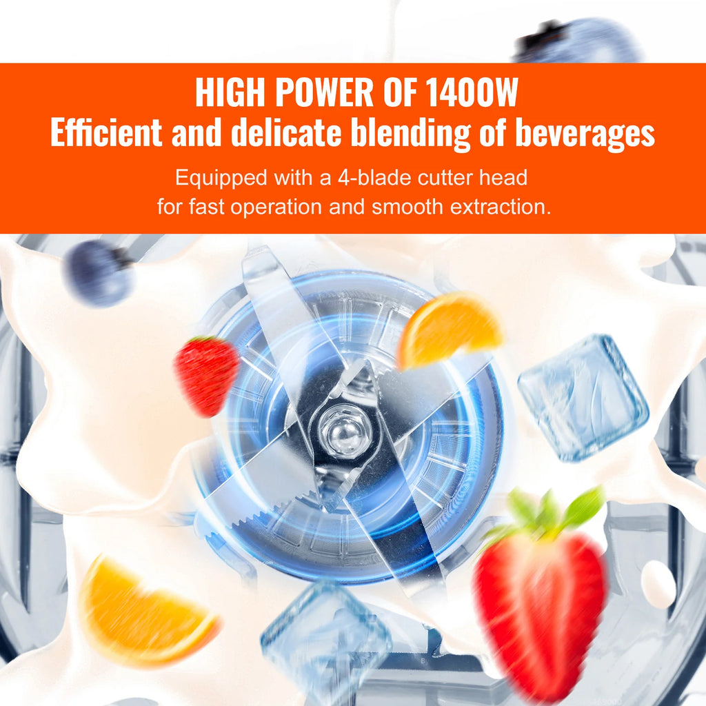 Professional Blender, Commercial Countertop Blenders, 68 Oz Plastic Jar Blender Combo, Stainless Steel 3 Functions Blender, for Frozen Drinks, Shakes, Smoothies, Peree, and Crush Ice, Black