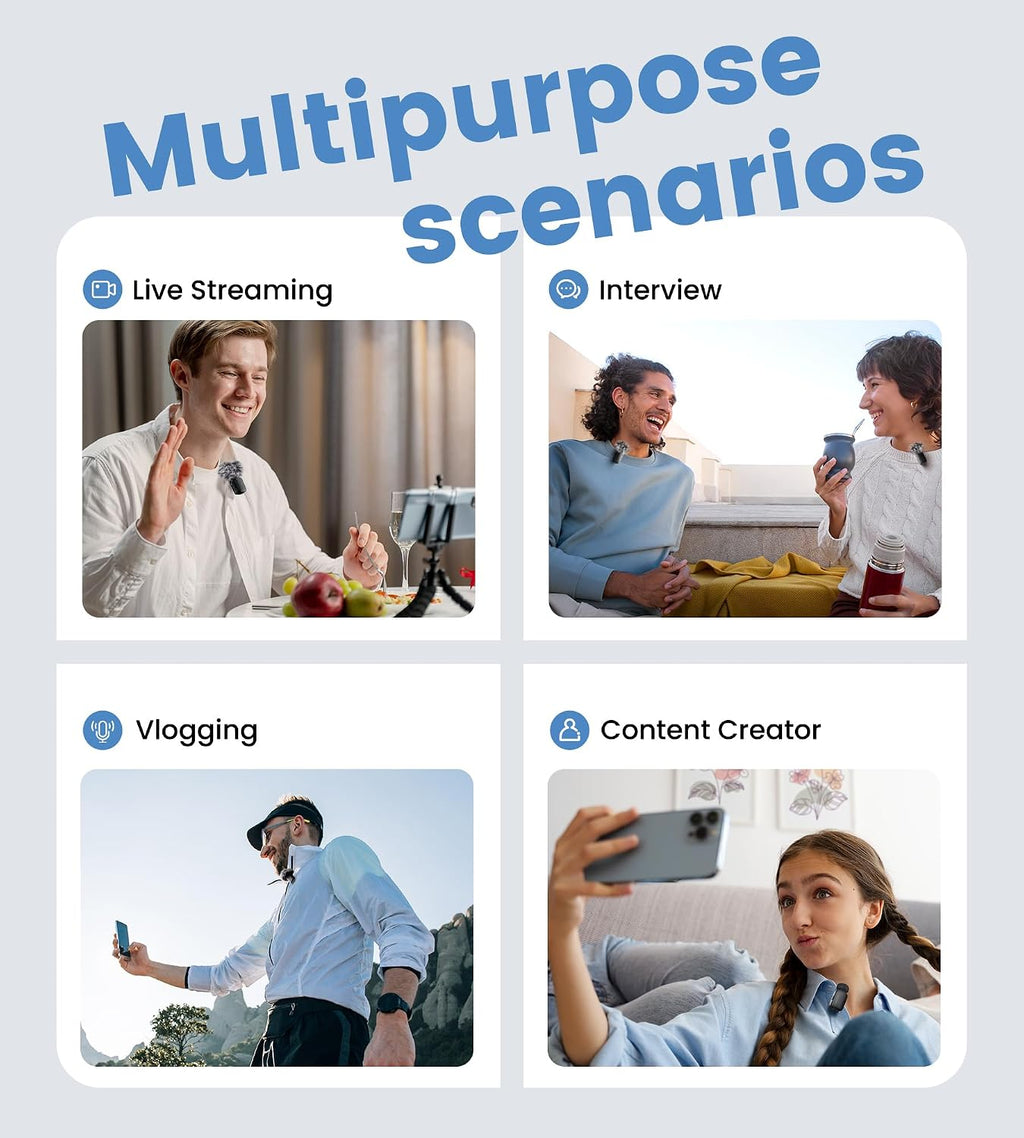 Mini Wireless Lavalier Microphone for Iphone/Android/Pc with USB-C Plug, Noise Reduction, 25H Battery Life with Charging Case, Plug & Play, Tiny Mics for Vlogging & Podcast