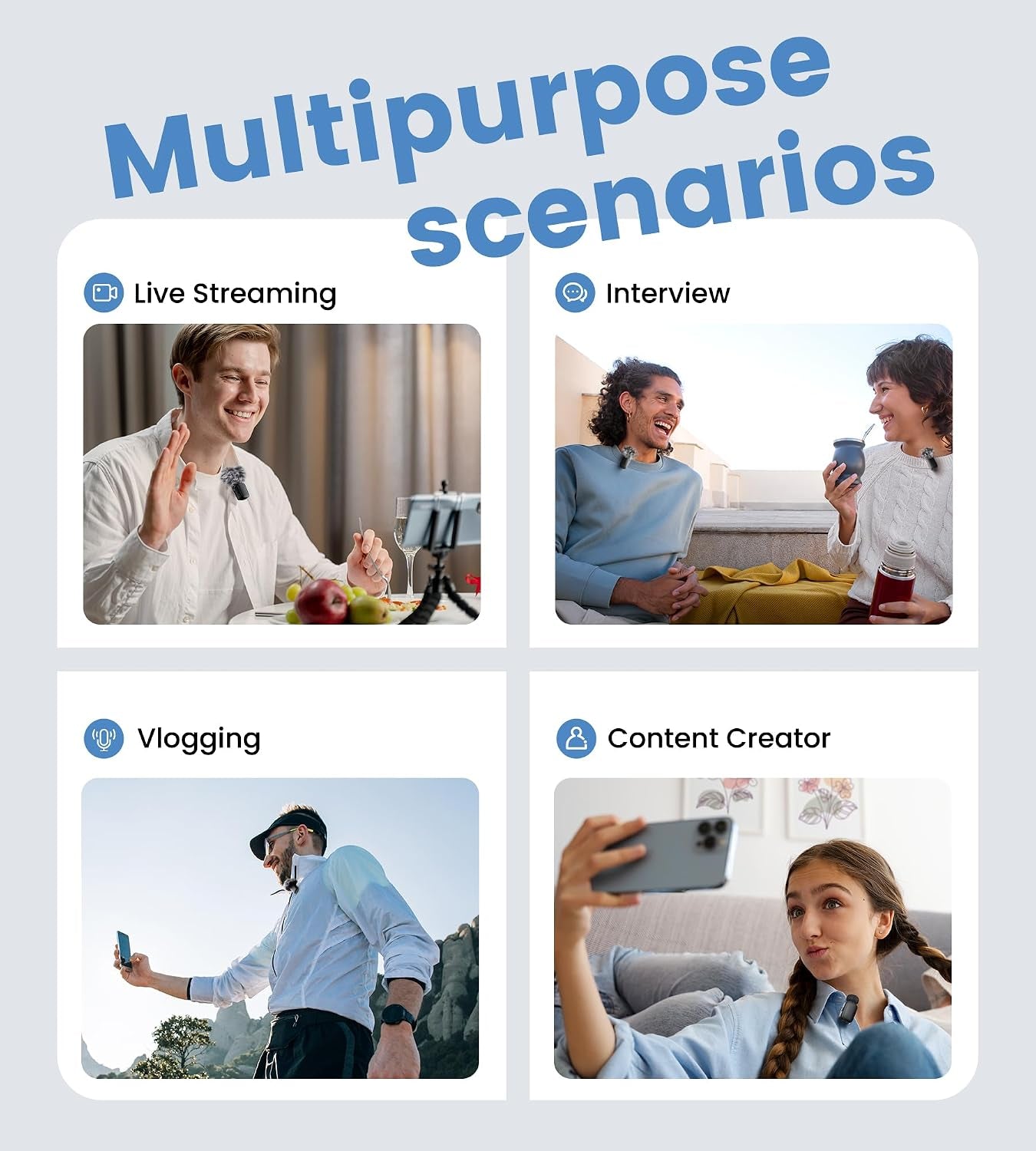 Mini Wireless Lavalier Microphone for Iphone/Android/Pc with USB-C Plug, Noise Reduction, 25H Battery Life with Charging Case, Plug & Play, Tiny Mics for Vlogging & Podcast