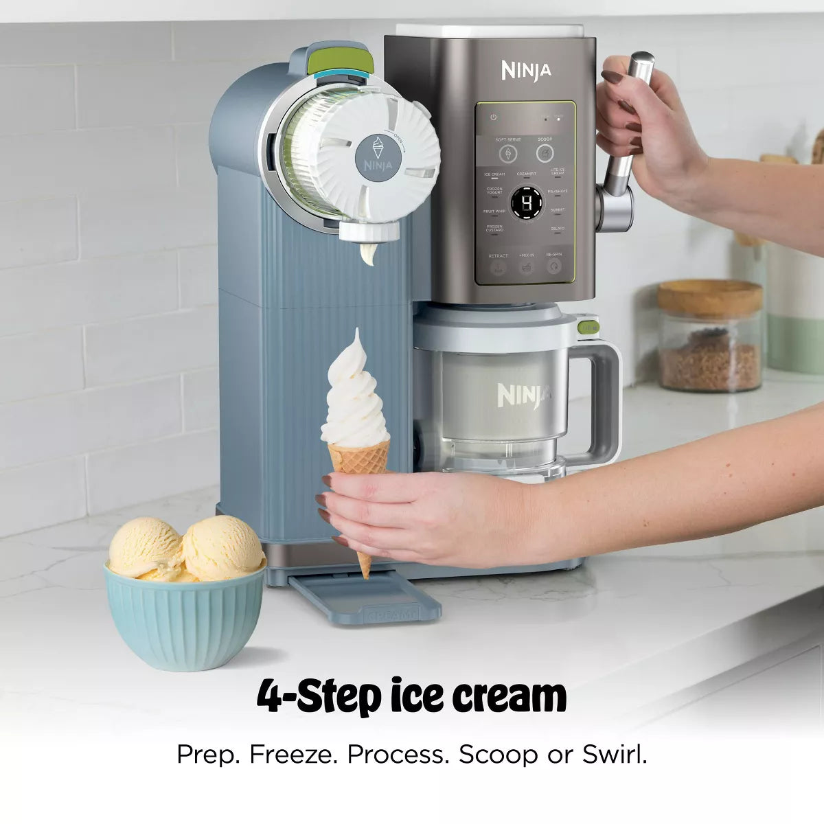 Ninja Creami Scoop & Swirl Ice Cream and Soft Serve Maker 13 One-Touch Programs NC701
