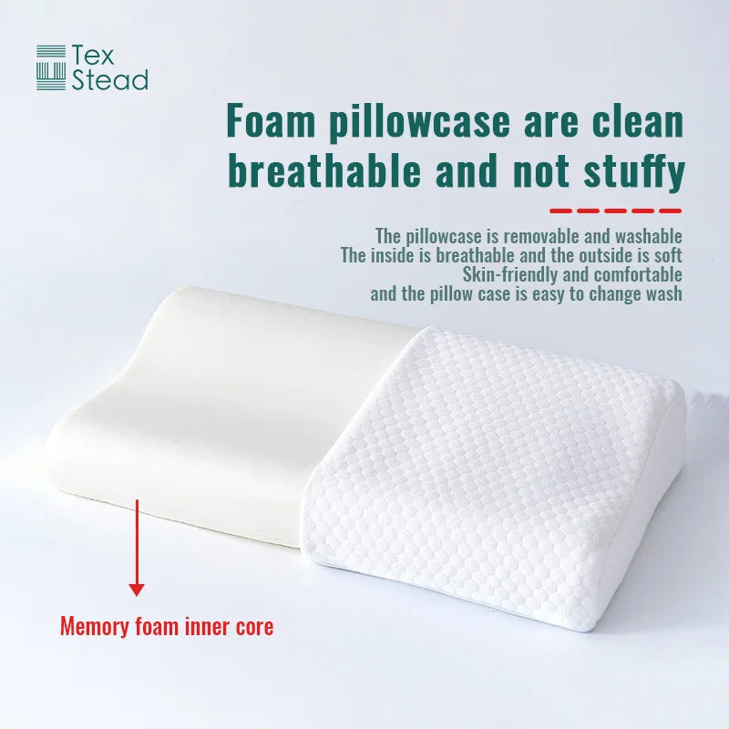 1Pc Ergonomic Memory Foam Pillow - Neck Support Cervical Pillow for Bed, Cooling Breathable