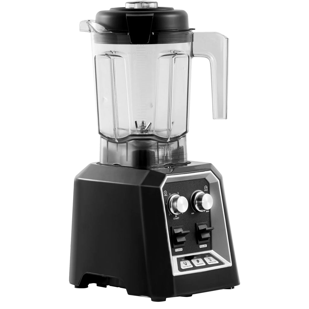 Professional Blender, Commercial Countertop Blenders, 68 Oz Plastic Jar Blender Combo, Stainless Steel 3 Functions Blender, for Frozen Drinks, Shakes, Smoothies, Peree, and Crush Ice, Black
