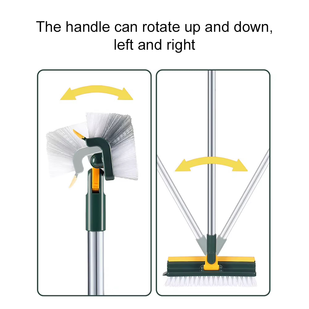 3 in 1 Floor Scrub Brush with Right Angled Bristle & Scraper Long Handle Grout Brush Shower Scrubber for Bathroom Tub Tile Floor