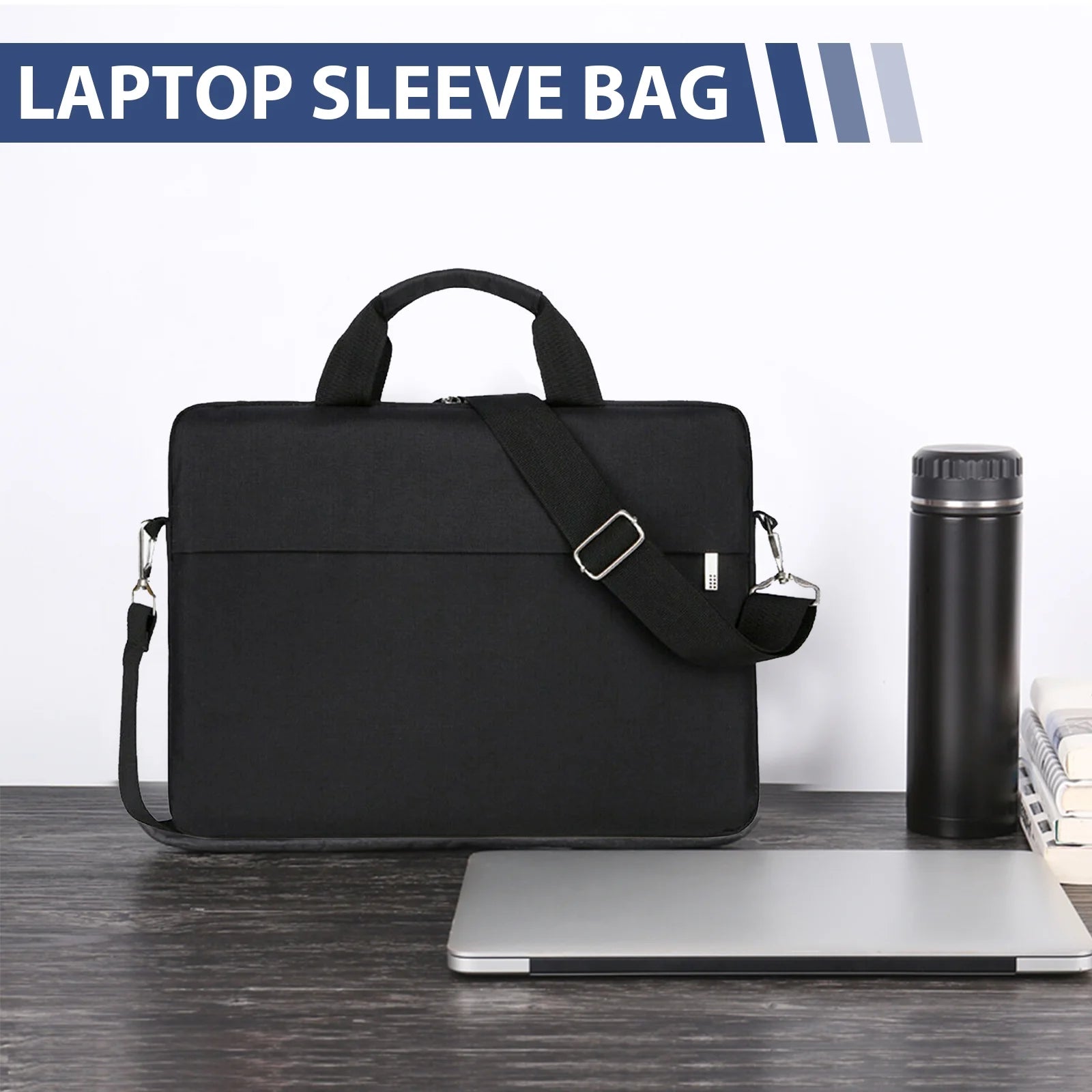 15.6 Inch Laptop Shoulder Bag, Laptop Sleeve Case, Multi-Functional Waterproof Notebook Carrying Case with Strap Fit for Macbook Air/Pro Lenovo Acer Asus Dell Lenovo HP Samsung