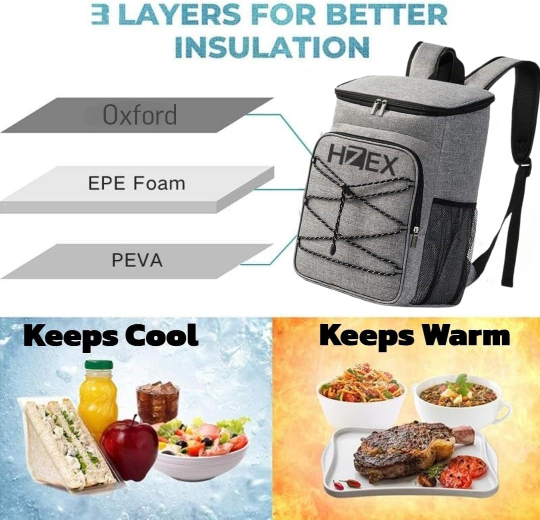 25L Insulated Cooler Backpack – Leak Proof Travel Back Pack Cooler for Hiking, Camping, Beach, Picnic & Outdoor Adventures – Large Capacity Soft Cooler Bag for Men & Women, Keep Food - Drink Cold