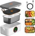 Portable Heated Lunch Box for Adults, 1000Ml Capacity SS Inner Liner | Cordless Electric Food Warmer 16000 Mah Battery Powered,6 Temperature & 7 Timer Settings for Travel/Picnic/Camping/Office