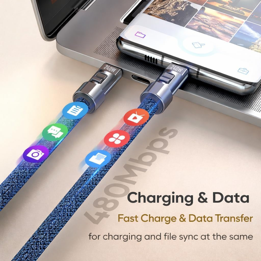 Hand Wrist Lanyard 1Ft (30Cm) – Universal Cell Phone Strap with Built-In 240W USB C Charging Cable & Data Transfer