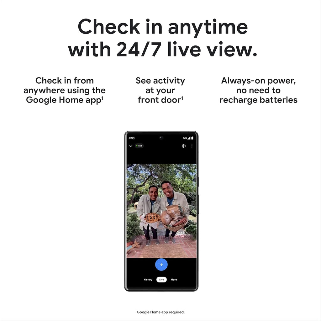 Google Nest Doorbell (Wired, 2Nd Gen) - Wired Video Doorbell Camera - Doorbell Security Camera - Snow