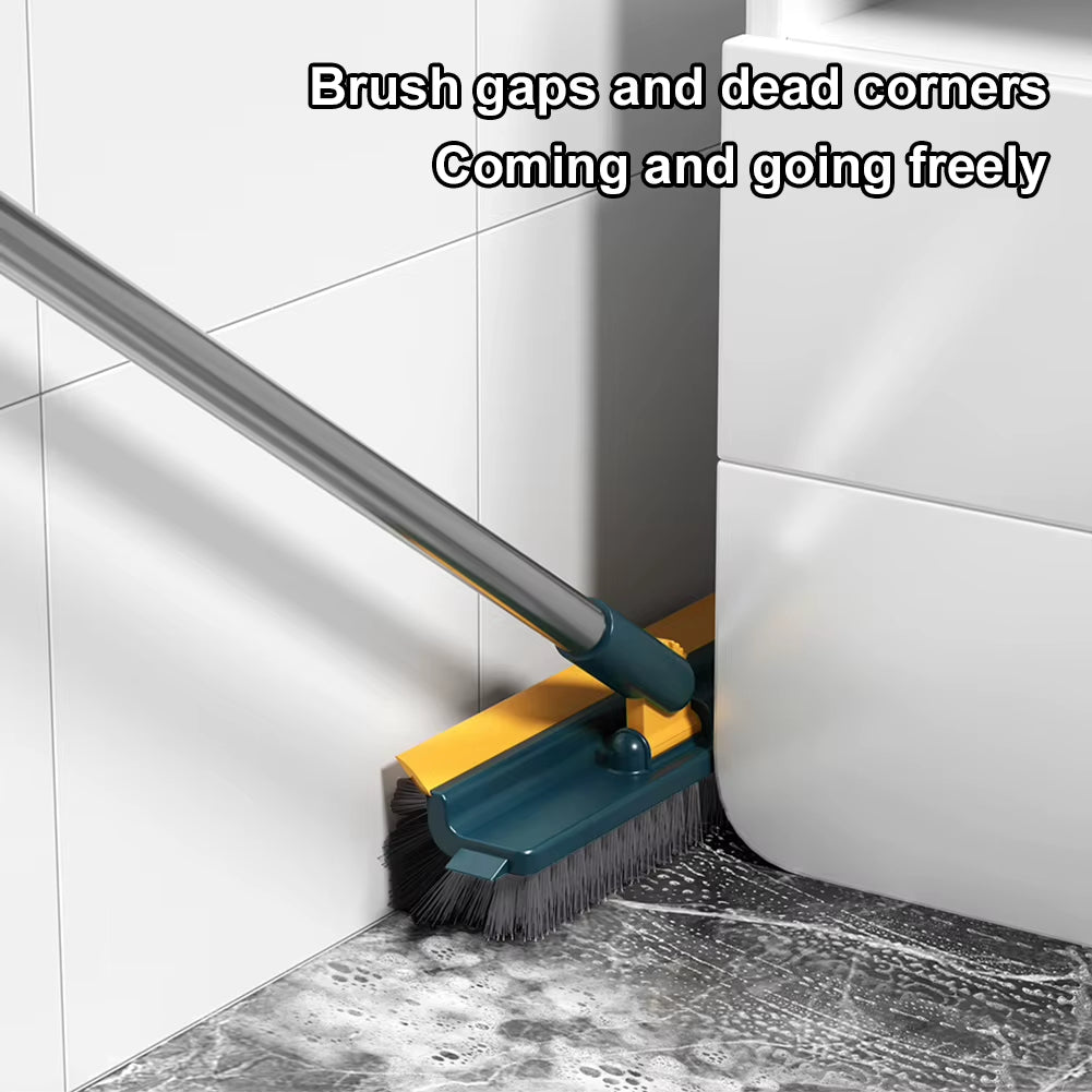 3 in 1 Floor Scrub Brush with Right Angled Bristle & Scraper Long Handle Grout Brush Shower Scrubber for Bathroom Tub Tile Floor