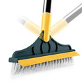 Rotating Floor Scrub Brush Long Handle Windows Squeegee Stiff Bristle Broom Mop 2In1 for Bathroom Kitchen Floor Crevice Cleaning