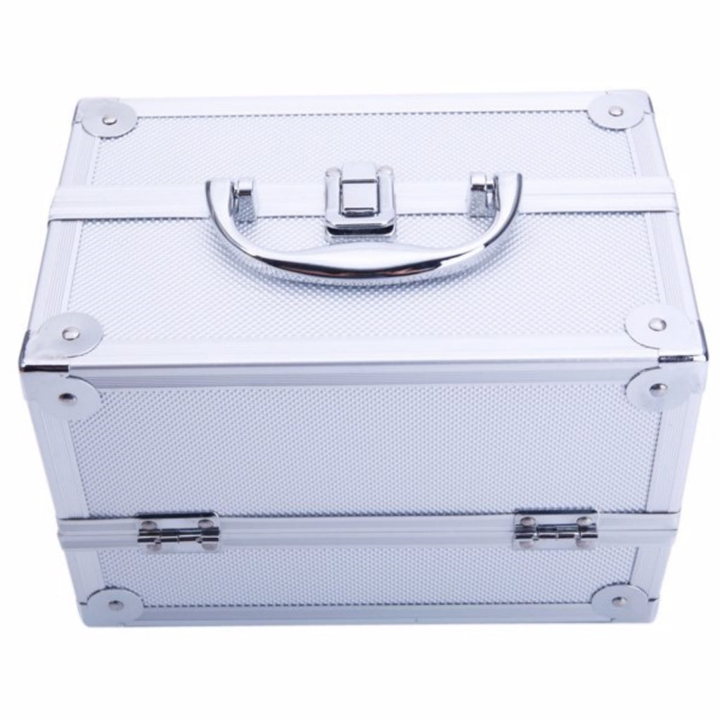 Portable Top-Opening with Mirror, Aluminum Alloy, Silver Color, Makeup Box, SM-2176