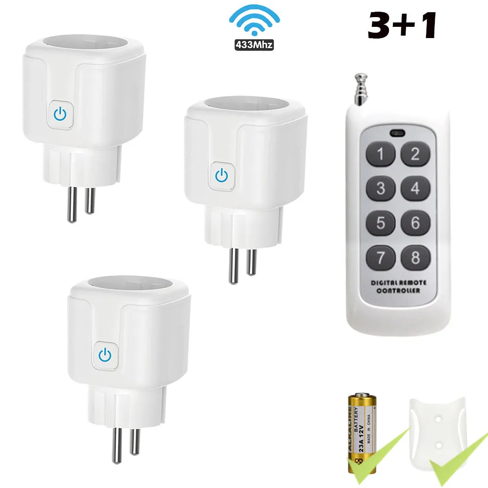 Wireless Remote Control Socket Switch 200Meters Remote Control Electrical Outlets 220V 16A EU Plug for Home Appliance Fan Light