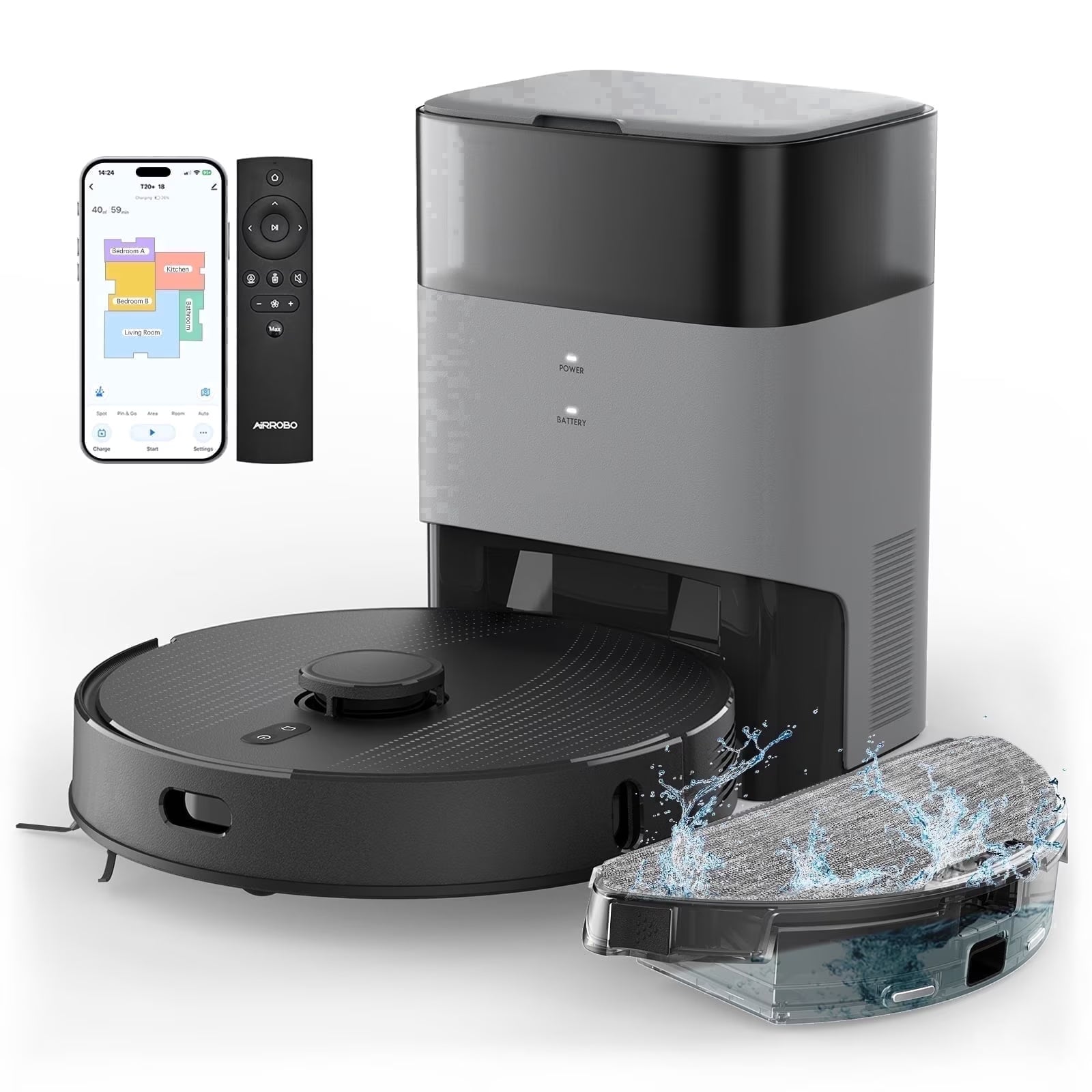 Robot Vacuum and Mop Combo T20 with 60 Days Self-Empty Station Voice Control Home Mapping