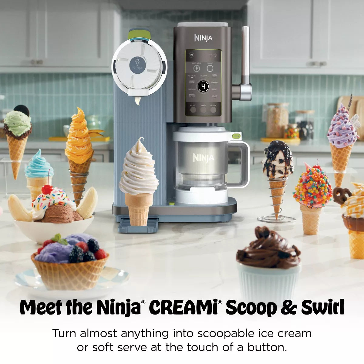 Ninja Creami Scoop & Swirl Ice Cream and Soft Serve Maker 13 One-Touch Programs NC701