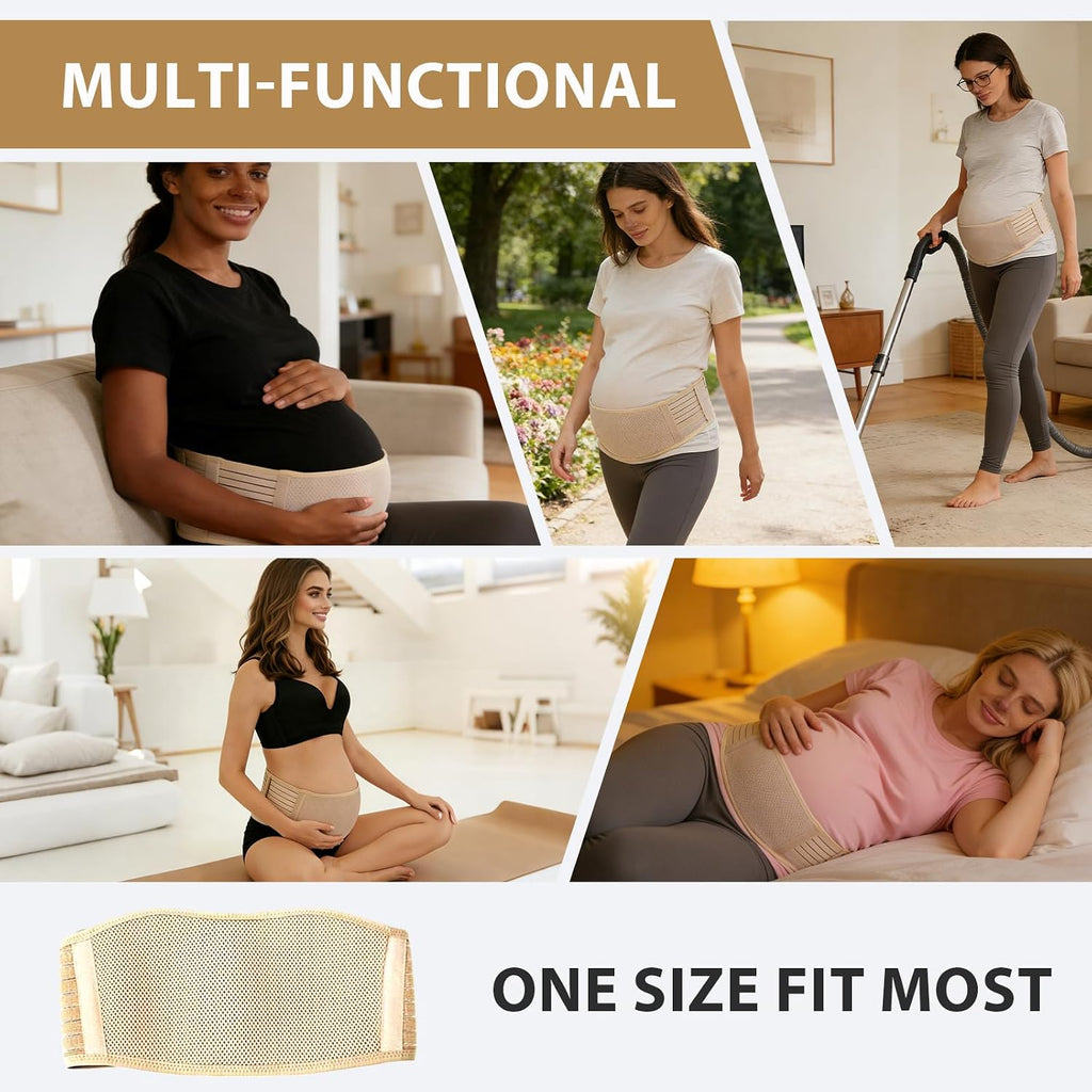 Belly Bands for Pregnant Women, Pregnancy Belly Band, Adjustable Maternity Belly Band, Relieve Lower Back Pelvic Abdomen Pain, Pregnancy Must Haves (Beige)