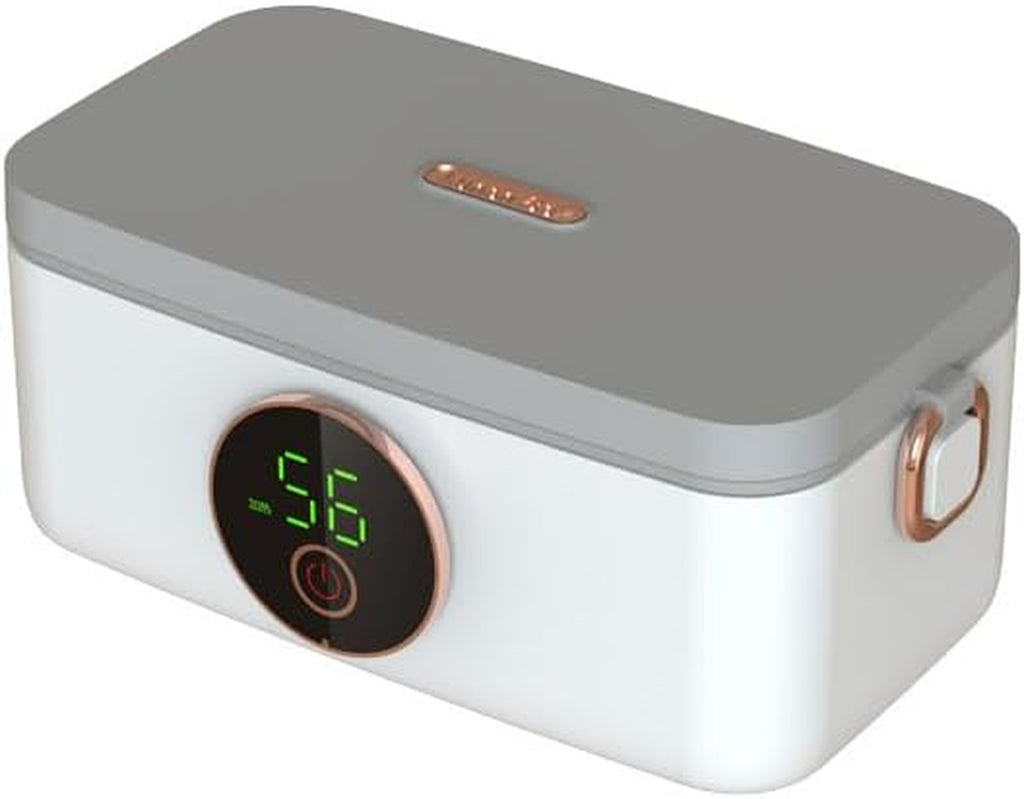 Portable Heated Lunch Box for Adults, 1000Ml Capacity SS Inner Liner | Cordless Electric Food Warmer 16000 Mah Battery Powered,6 Temperature & 7 Timer Settings for Travel/Picnic/Camping/Office