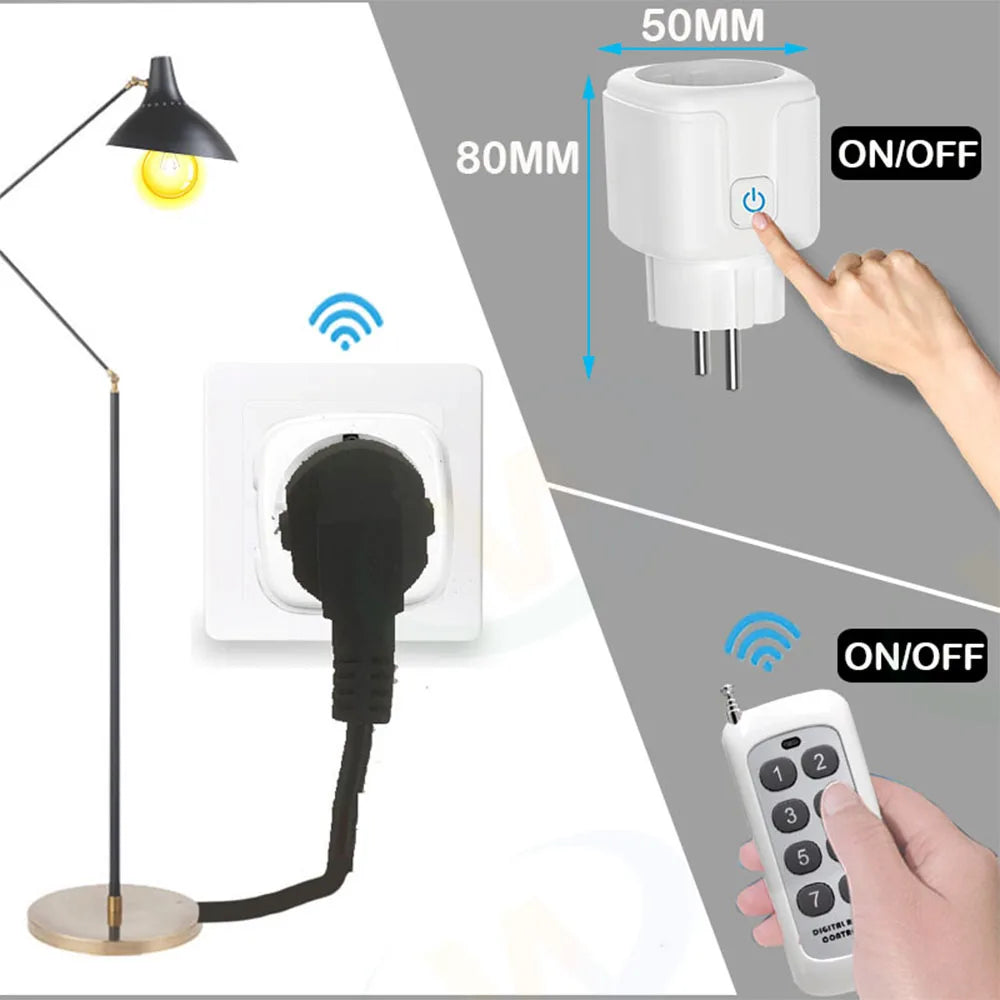 Wireless Remote Control Socket Switch 200Meters Remote Control Electrical Outlets 220V 16A EU Plug for Home Appliance Fan Light