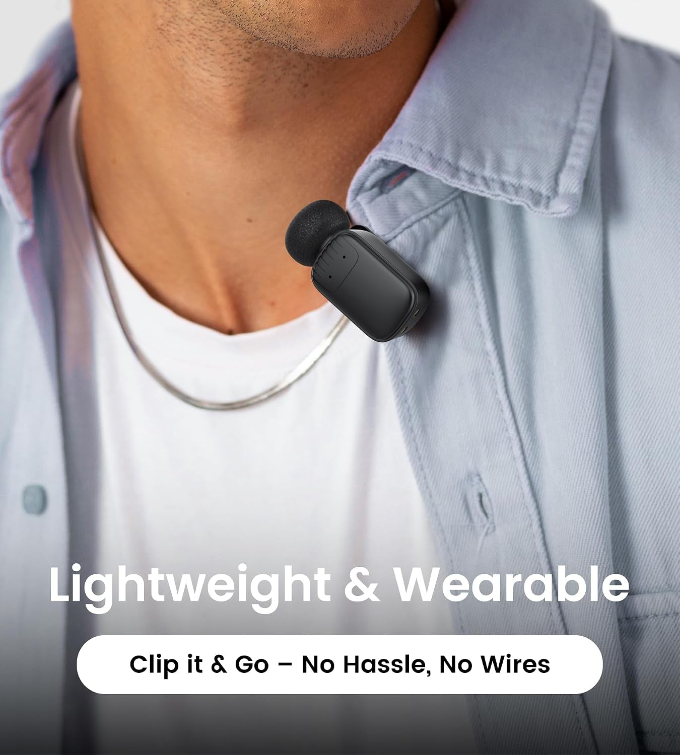Mini Wireless Lavalier Microphone for Iphone/Android/Pc with USB-C Plug, Noise Reduction, 25H Battery Life with Charging Case, Plug & Play, Tiny Mics for Vlogging & Podcast