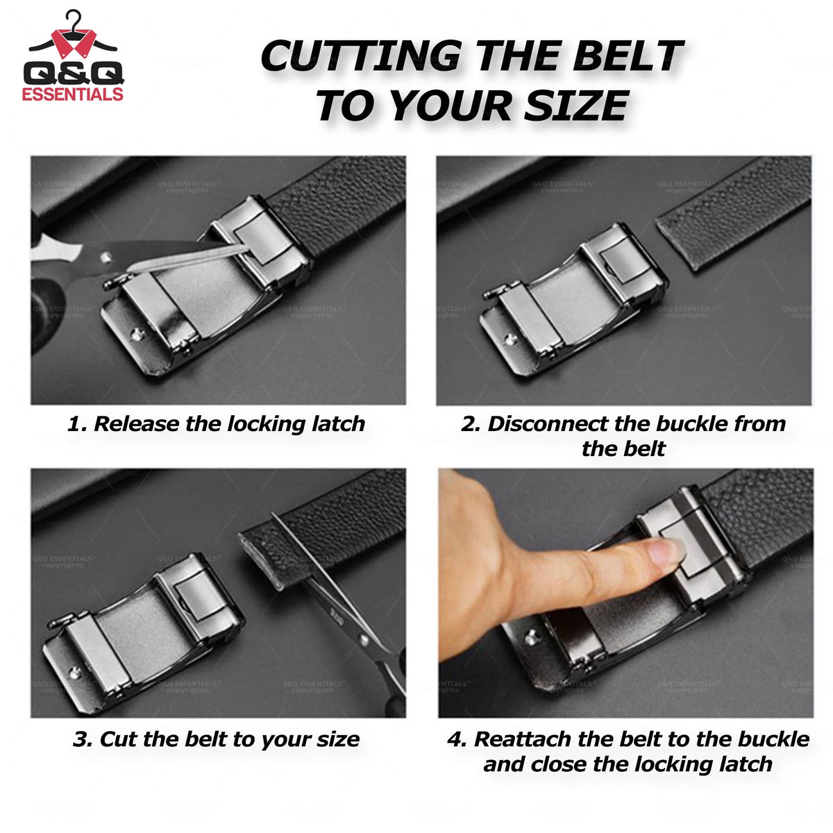 Q&Q ESSENTIALS Mens Ratchet Belt Premium Microfiber Leather Adjustable with Unique Slide Belt Buckle Black