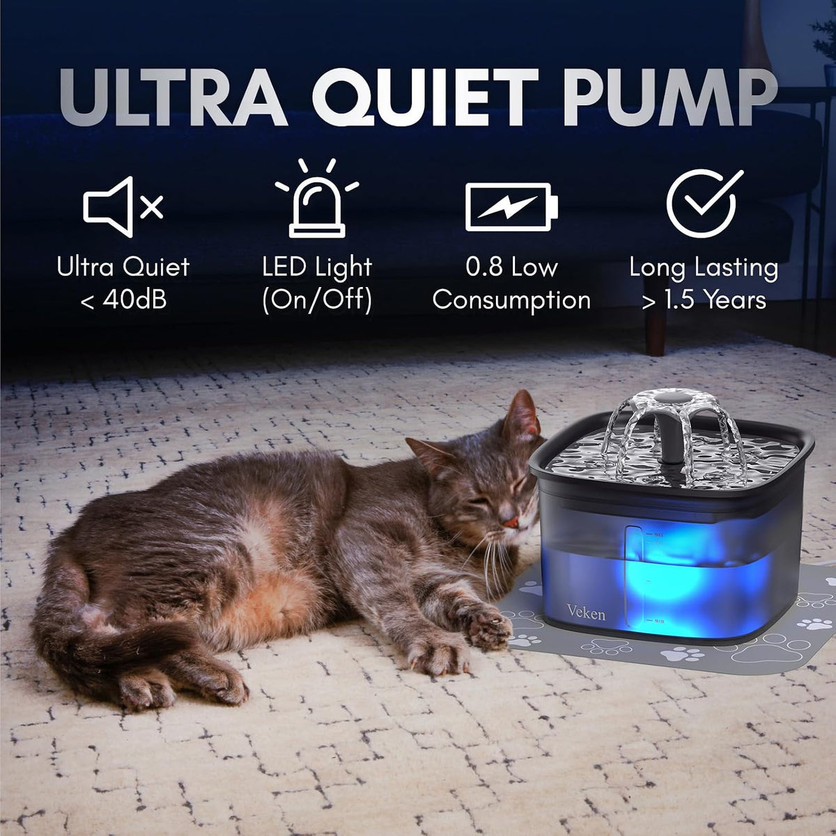 Innovation Award Winner 95Oz/2.8L Cat Water Fountain, C1 Classic