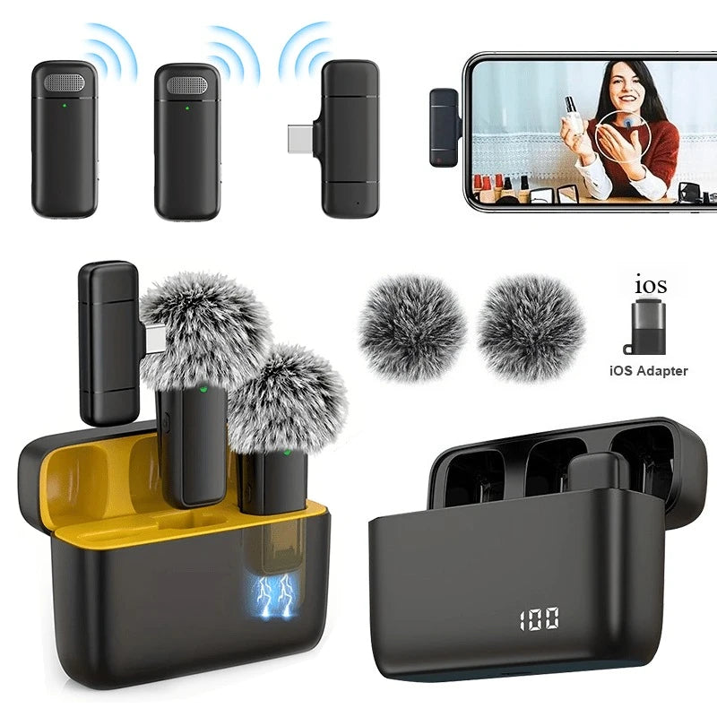 Wireless Lavalier Microphone with Charging Case Mini Mic Noise Reduction for Phone Video Recording Podcasts Streaming Interviews