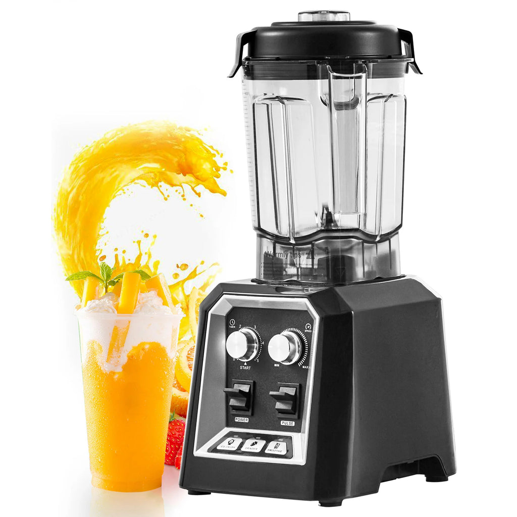 Professional Blender, Commercial Countertop Blenders, 68 Oz Plastic Jar Blender Combo, Stainless Steel 3 Functions Blender, for Frozen Drinks, Shakes, Smoothies, Peree, and Crush Ice, Black