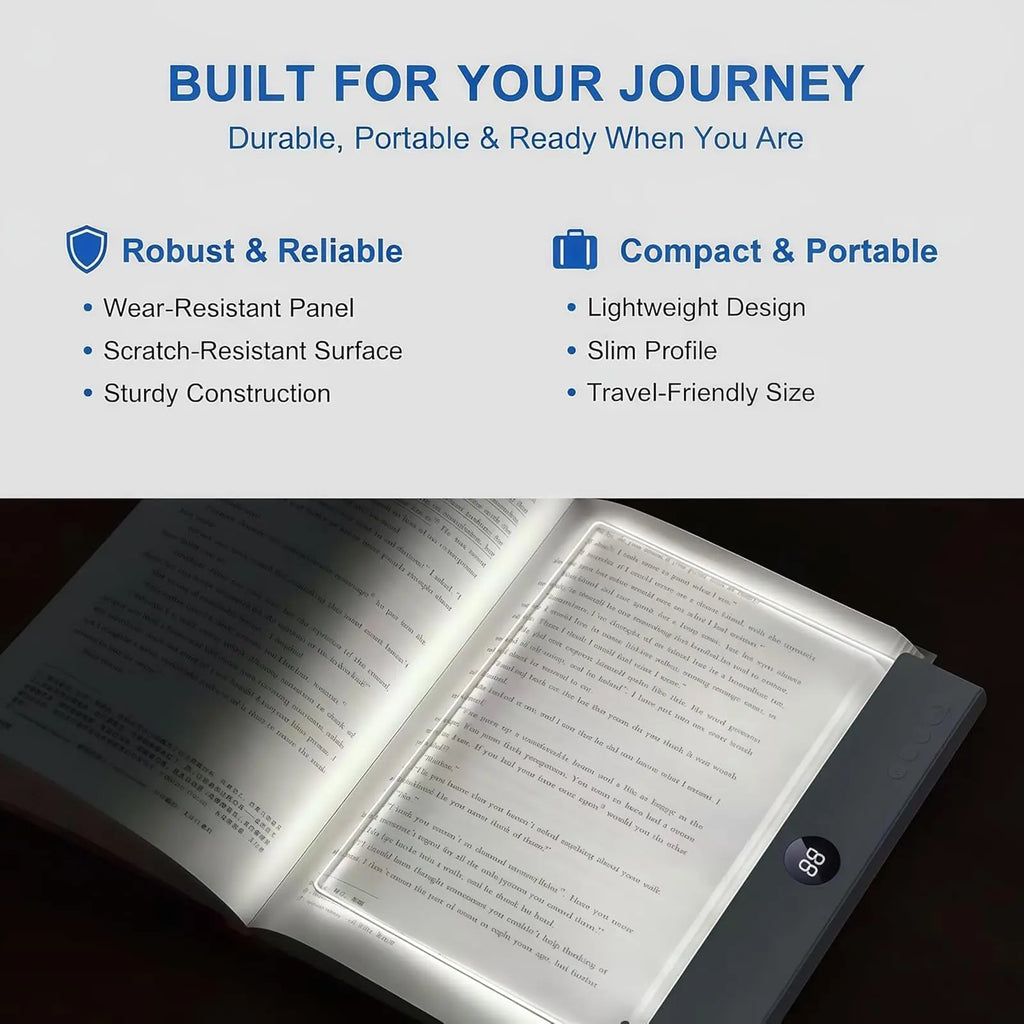 Smart LED Reading Light Book Light Treasure Box Rechargeable Clear LED Flat Reading Light Timer Doodleable Study Lamp the Quiet Reader'S Dream Lights Ultra-Thin Wireless Design