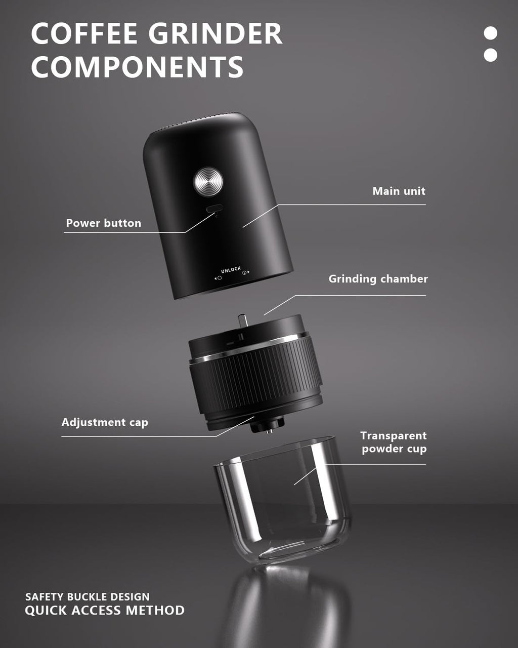 Portable Electric Coffee Grinder, Automatic Coffee Grinder, Adjustable Coarse
