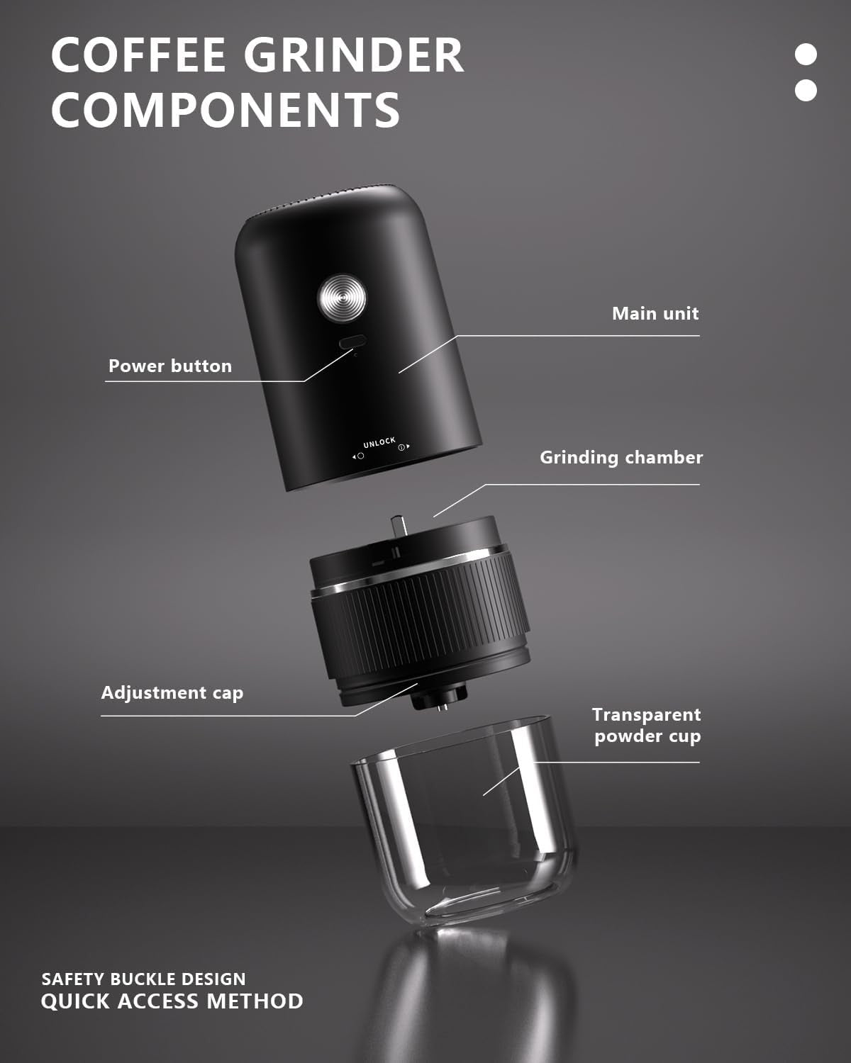 Portable Electric Coffee Grinder, Automatic Coffee Grinder, Adjustable Coarse