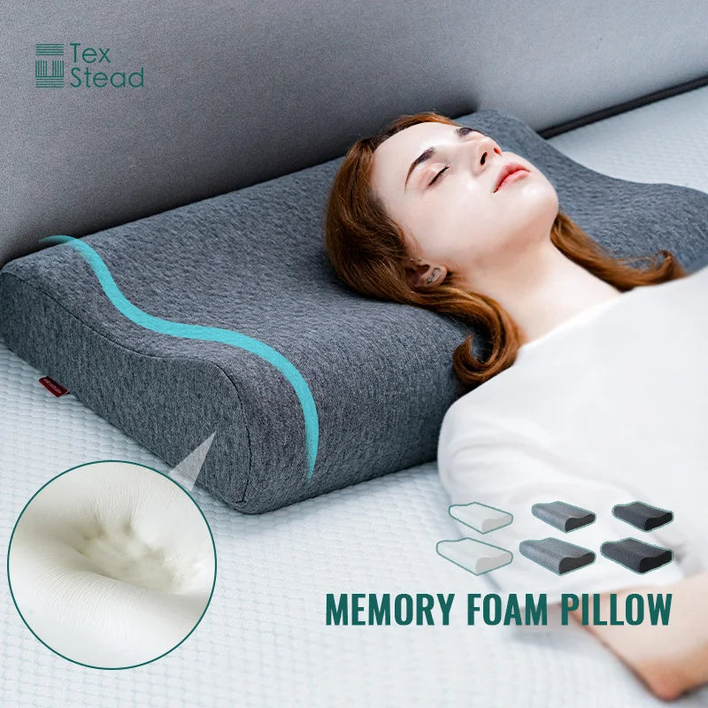 1Pc Ergonomic Memory Foam Pillow - Neck Support Cervical Pillow for Bed, Cooling Breathable