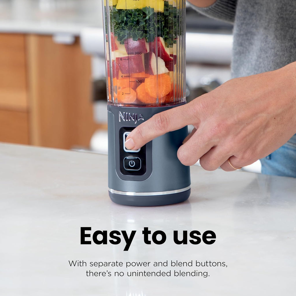 Ninja Blast Portable Blender, Cordless,18Oz Vessel, Metallic Blue, BC151BM | USB-C Rechargeable, Cordless Blending Anywhere. Blastblade Crushes Ice & Frozen Fruit. Leakproof Sip Lid, Dishwasher Safe.