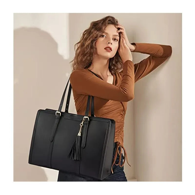 New Laptop Tote Bag for Women with Clutch Purse, Lightweight Bag with 2 Cup Holder, Purses, Large Capacity Computer