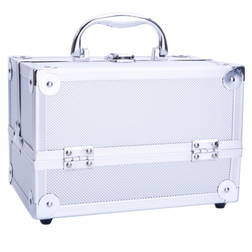 Portable Top-Opening with Mirror, Aluminum Alloy, Silver Color, Makeup Box, SM-2176