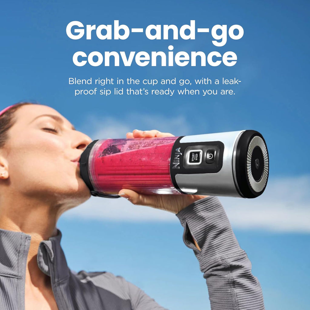 Ninja Blast Portable Blender, Cordless,18Oz Vessel, Metallic Blue, BC151BM | USB-C Rechargeable, Cordless Blending Anywhere. Blastblade Crushes Ice & Frozen Fruit. Leakproof Sip Lid, Dishwasher Safe.