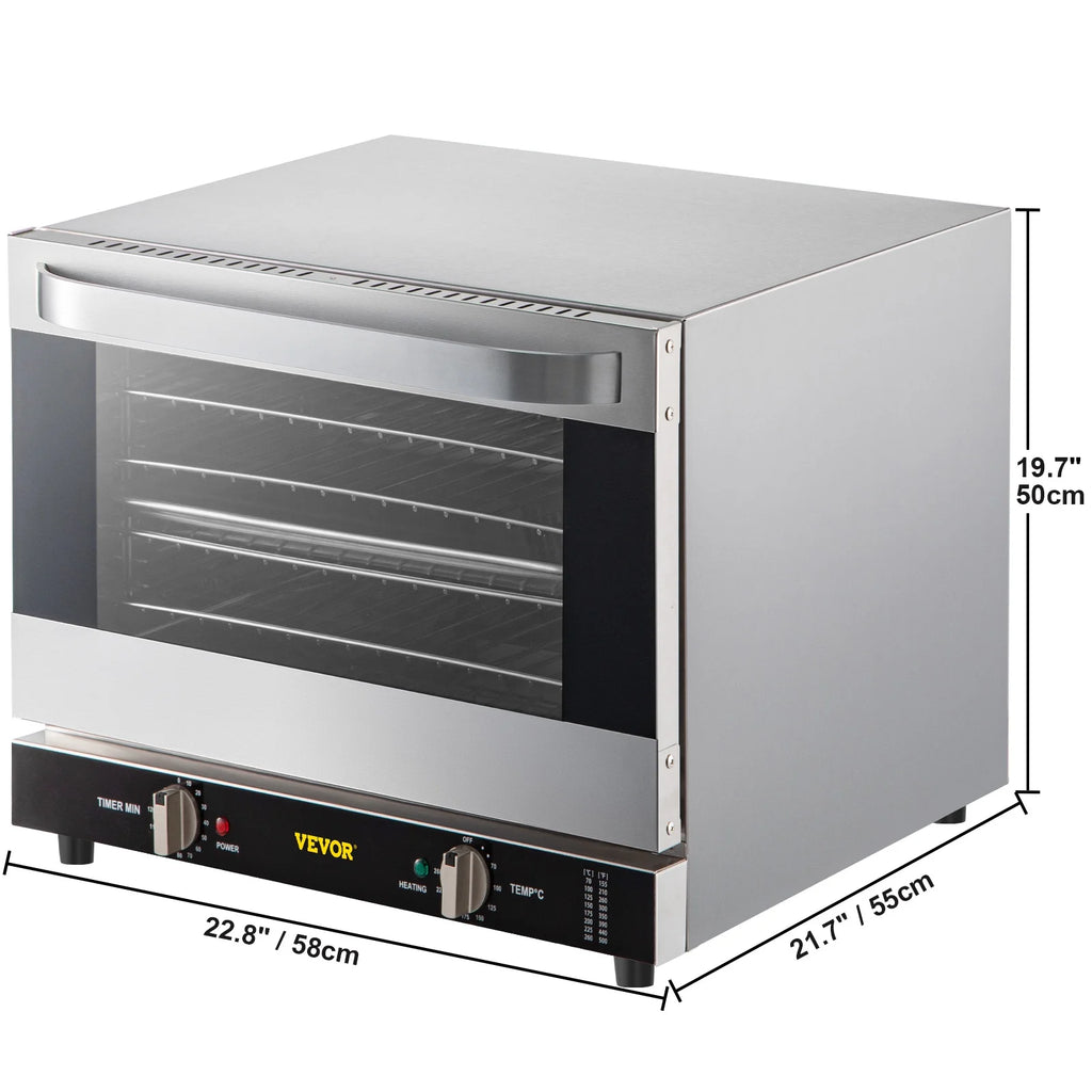 Commercial Convection Oven, Professional Countertop Oven66L/60Qt, Mid-Size Conventional Oven Countertop, 1800W 4-Tier Toaster with Front Glass Door