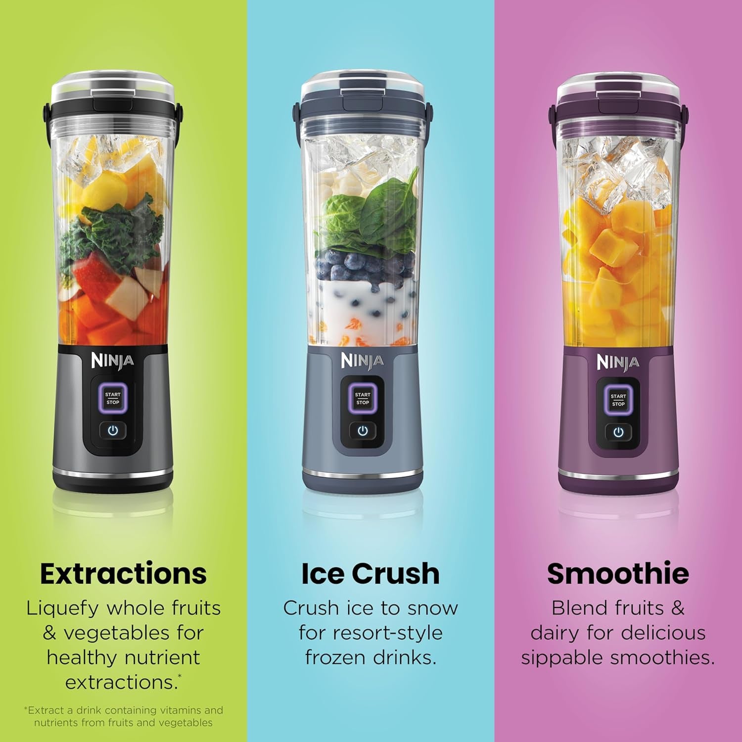 Ninja Blast Portable Blender, Cordless,18Oz Vessel, Metallic Blue, BC151BM | USB-C Rechargeable, Cordless Blending Anywhere. Blastblade Crushes Ice & Frozen Fruit. Leakproof Sip Lid, Dishwasher Safe.